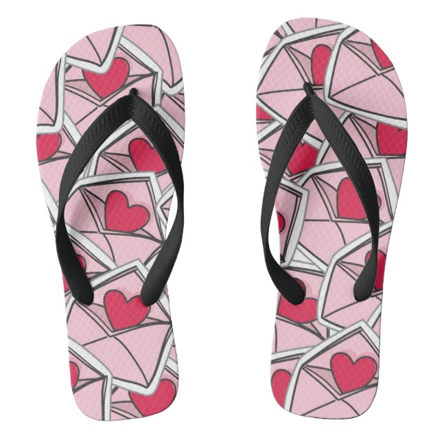 Valentine's Hearts on Envelopes Flip Flops (Footbed)