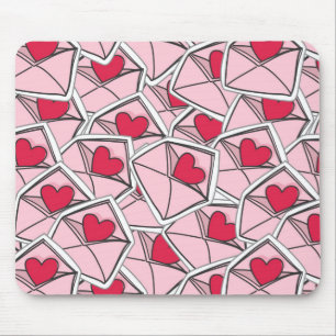 Valentine's Hearts on Envelopes Mouse Mat