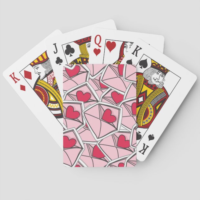 Valentine's Hearts on Envelopes Playing Cards (Back)