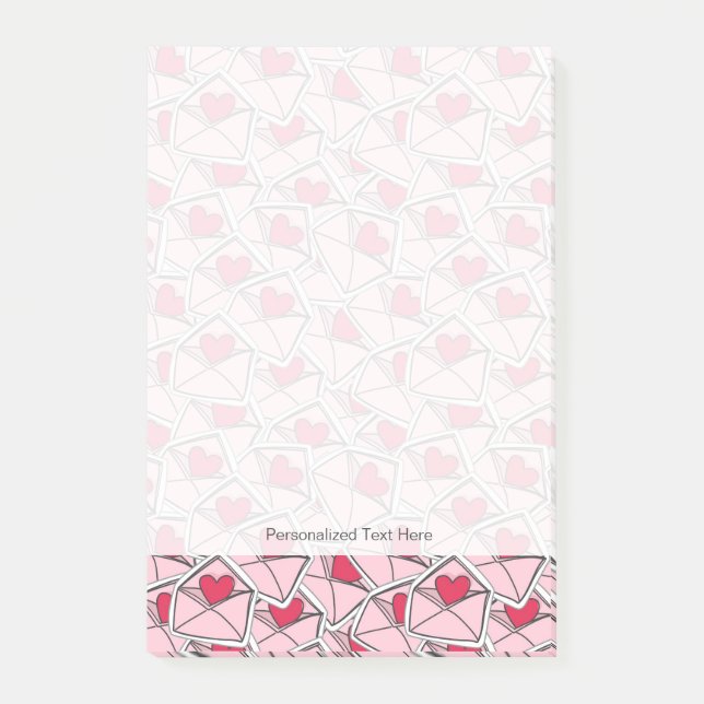 Valentine's Hearts on Envelopes Post-it Notes (Front)
