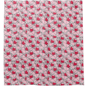 Valentine's Hearts on Envelopes Shower Curtain