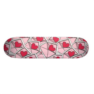 Valentine's Hearts on Envelopes Skateboard