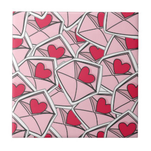 Valentine's Hearts on Envelopes Tile