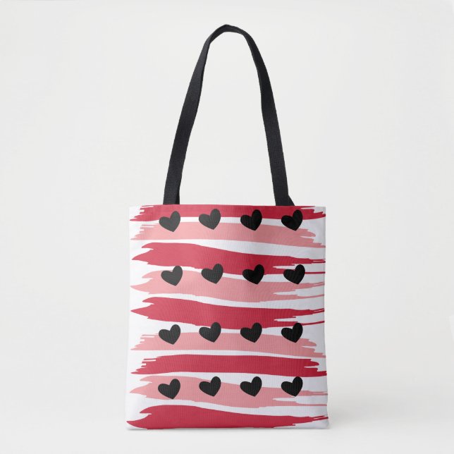 Valentine's Hearts Pattern Tote Bag (Front)