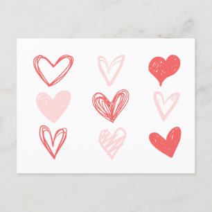 Valentine's Hearts Pink Minimalist Modern  Postcard