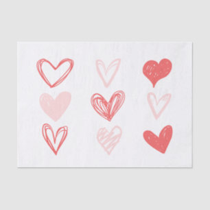 Valentine's Hearts Pink Minimalist Modern  Tissue Paper