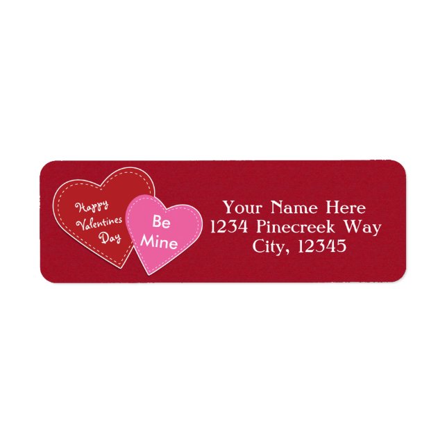 Valentines Hearts Red & Pink Party Address Labels (Front)