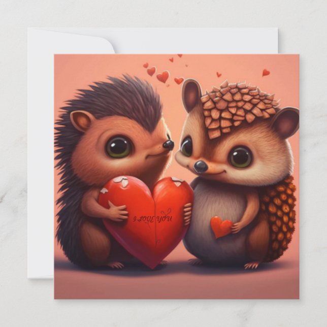 Valentine's hedgehogs cartoon  (Front)