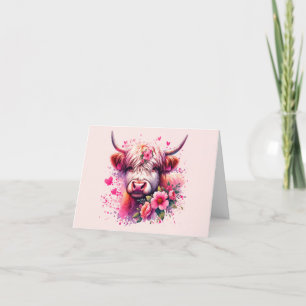 Valentine's Highland Cow Holiday Card