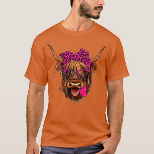 Valentines Highland Cow With Hearts Bandanna And G T-Shirt