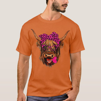 Valentines Highland Cow With Hearts Bandanna And G T-Shirt
