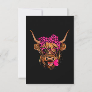 Valentines Highland Cow With Hearts Card