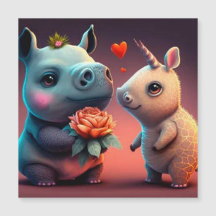 Valentine's hippo cartoon custom