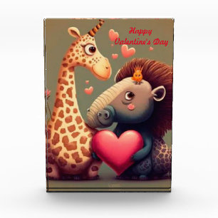 Valentine's hippo cartoon custom photo block