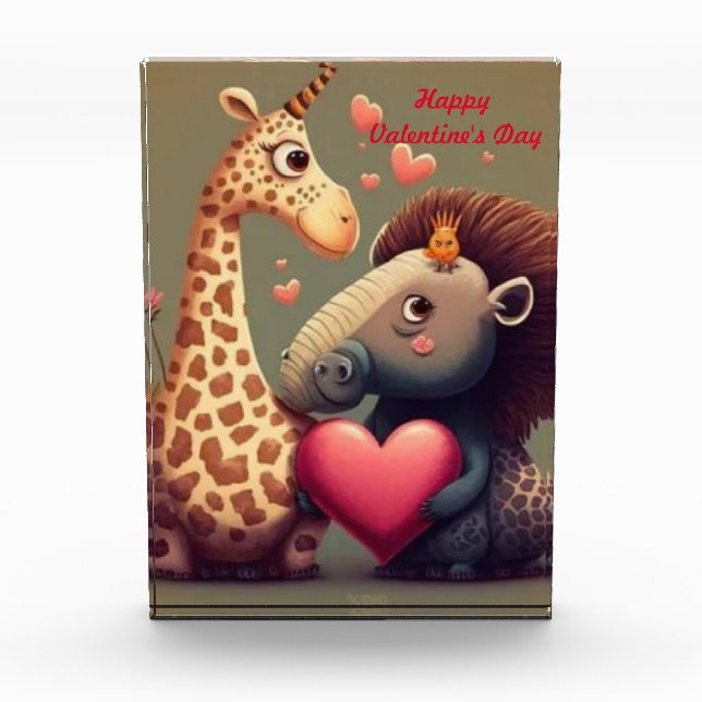 Valentine's hippo cartoon custom  photo block (Front)