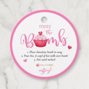 Valentine's Hot Chocolate Bomb You're the Bomb Favour Tags