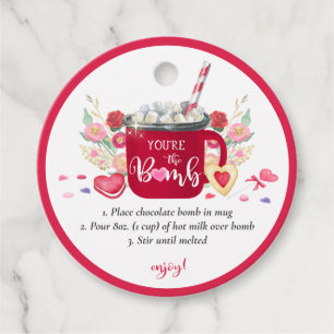 Valentine's Hot Chocolate Bomb You're the Bomb Favour Tags