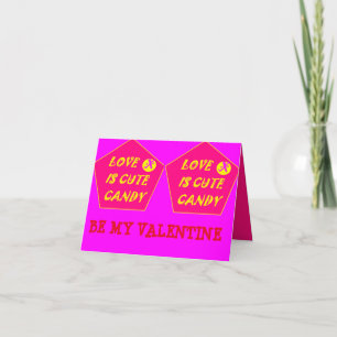 Valentines hot pink and banana printed cute thank you card