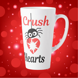Valentine's I Crush Hearts cute spider   Latte Mug