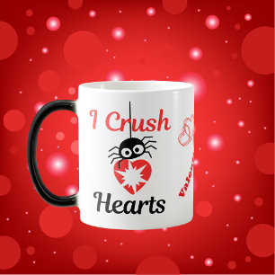 Valentine's I Crush Hearts cute spider   Magic Mug