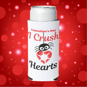 Valentine's I Crush Hearts cute spider Seltzer Can Cooler