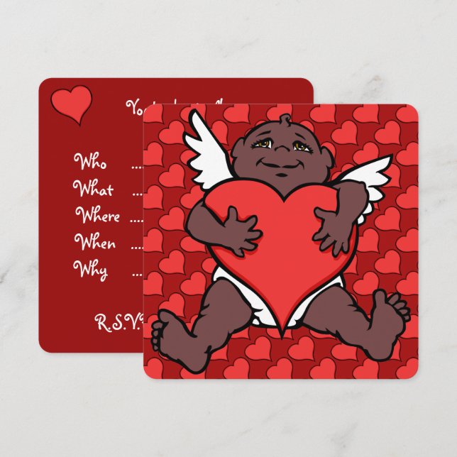 Valentine's Invitations African Cupid Cards Custom (Front/Back)