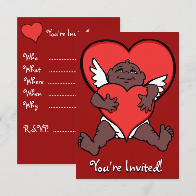 Valentine's Invitations African Cupid Cards Custom (Front/Back)