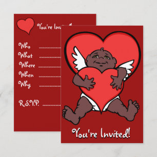 Valentine's Invitations African Cupid Cards Custom