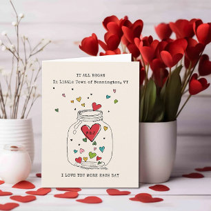Valentines It All Began Heart In Jar Monogram Holiday Card
