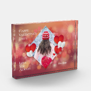 Valentines Keepsake   Red Hearts   Your Photo Block