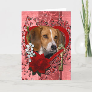 Valentines - Key to My Heart - Beagle Holiday Card