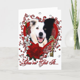 Valentines - Key to My Heart - Border Collie Holiday Card