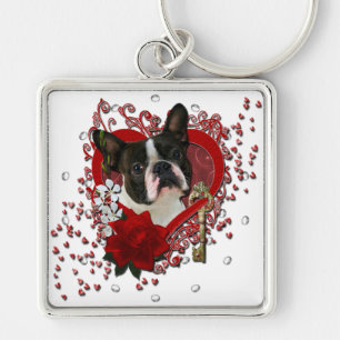 Valentines - Key to My Heart - Boston Terrier Key Ring