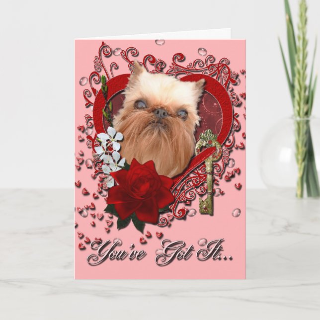 Valentines - Key to My Heart - Brussels Griffon Holiday Card (Front)