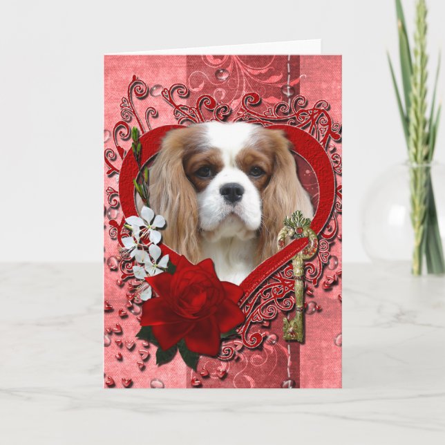 Valentines - Key to My Heart - Cavalier - Light Holiday Card (Front)