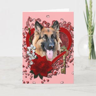 Valentines - Key to My Heart - German Shepherd Holiday Card
