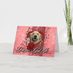 Valentines - Key to My Heart - Golden Retriever Holiday Card