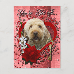 Valentines - Key to My Heart - GoldenDoodle Holiday Postcard
