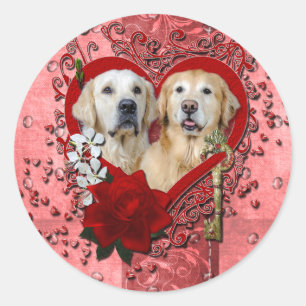 Valentines - Key to My Heart - Goldens - Corona Te Classic Round Sticker