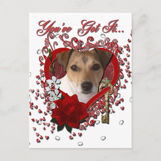 Valentines - Key to My Heart - Jack Russell Holiday Postcard (Front)