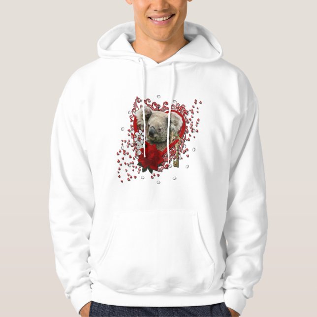 Valentines - Key to My Heart - Koala Bear Hoodie (Front)