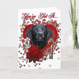 Valentines - Key to My Heart - Labrador - Black Holiday Card