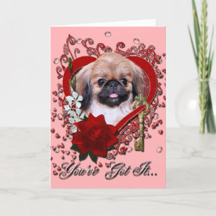 Valentines - Key to My Heart - Pekingese - Zoe Holiday Card