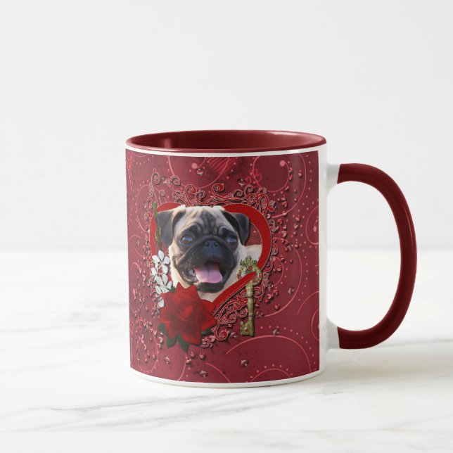 Valentines - Key to My Heart - Pug Mug (Right)