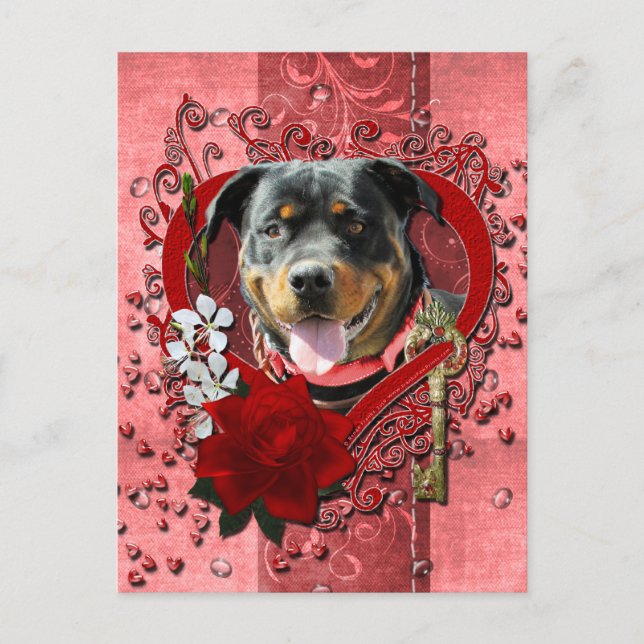 Valentines - Key to My Heart - Rottweiler Holiday Postcard (Front)