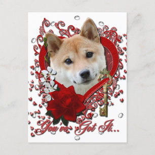 Valentines - Key to My Heart - Shiba Inu Holiday Postcard