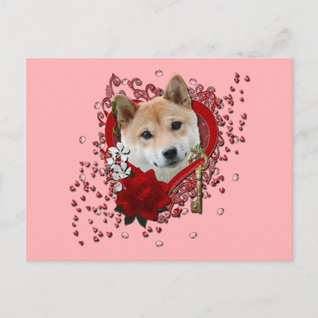 Valentines - Key to My Heart - Shiba Inu Holiday Postcard (Front)