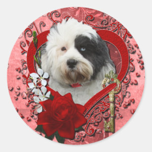 Valentines - Key to My Heart - Tibetan Terrier Classic Round Sticker