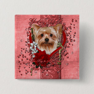 Valentines - Key to My Heart - Yorkshire Terrier 15 Cm Square Badge