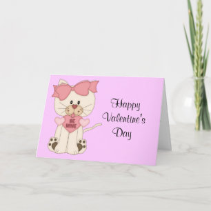 Valentine's Kitty with Be Mine Hearts Holiday Card